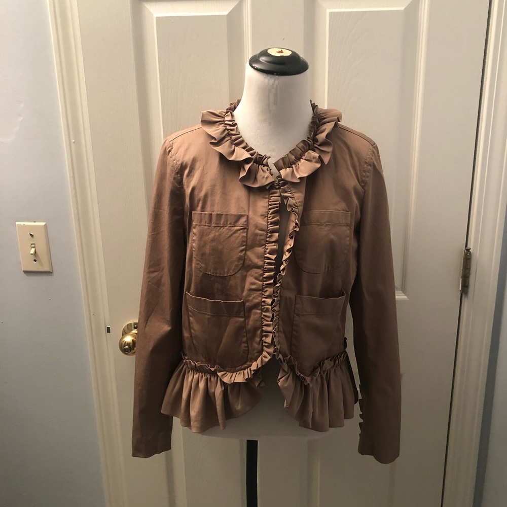 Ruffled Collar Tan Women's Jacket